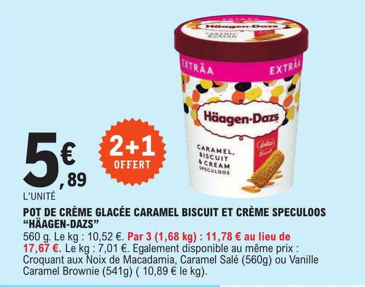 pot de crème glacée caramel biscuit et crème speculoos "häagen-dazs"