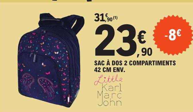 sac à dos 2 compartiments 42 cm env