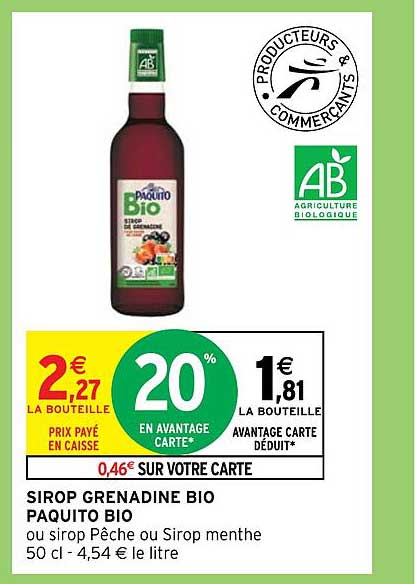 Sirop Grenadine Bio Paquito Bio