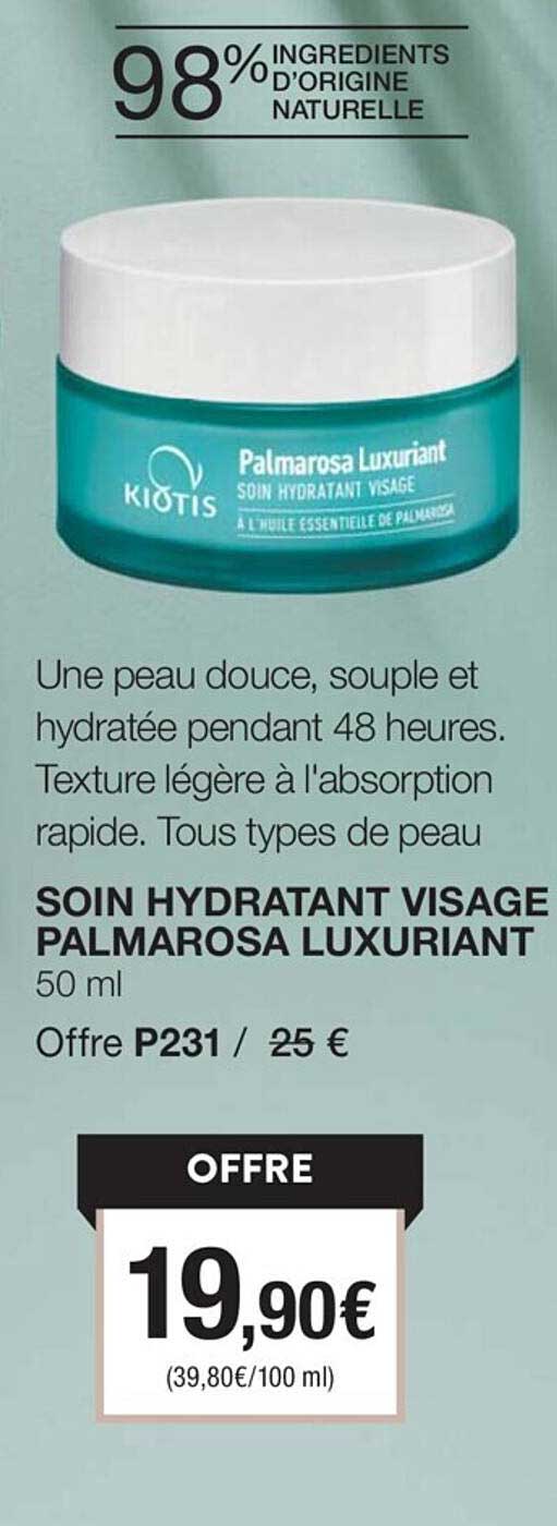 soin hydratant visage palmarosa luxuriant kiotis