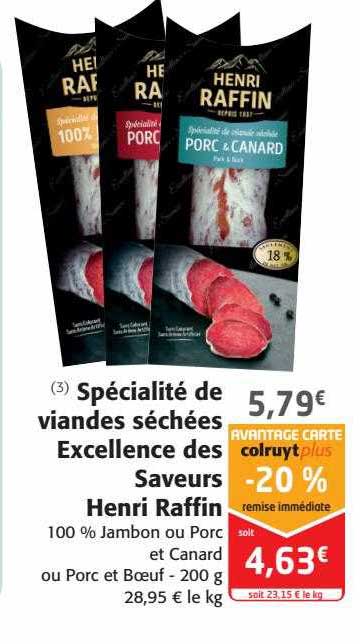 spécialité de viandes séchées excellence des saveurs henri raffin