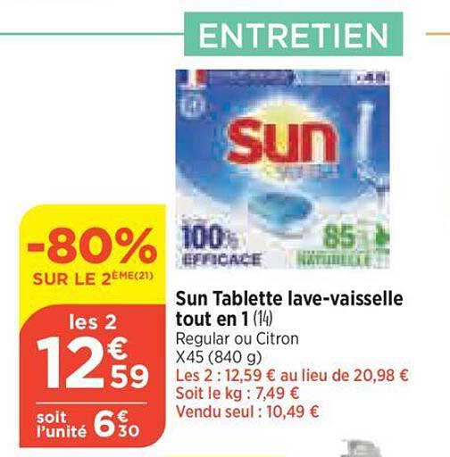 sun tablette lave-vaisselle tout en 1