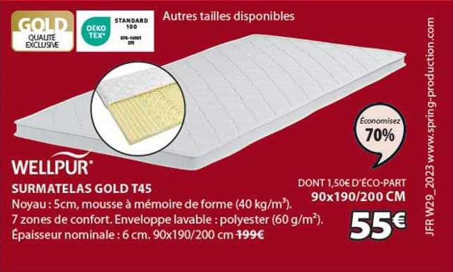 surmatelas gold t45 wellpur