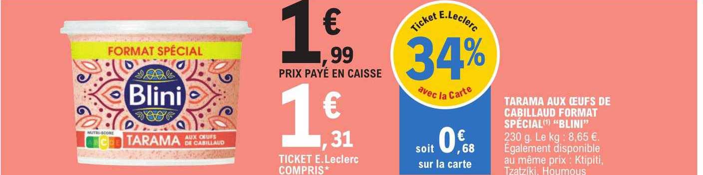 tarama aux œufs de cabillaud format spécial "blini"