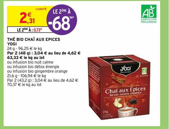 thé bio chaï aux épices yogi