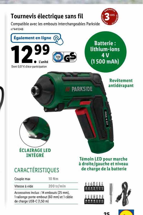 Tournevis électrique Sans Fil Parkside