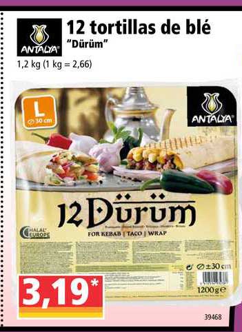 12 tortillas de blé dürüm antalya
