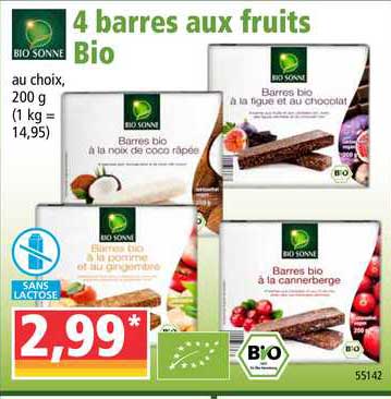 4 barres aux fruits bio bio sonne