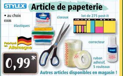article de papeterie stylex