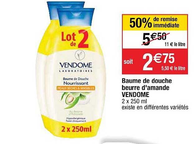 Baume De Douche Beurre D'amande Vendome 50% De Réduction Immédiate
