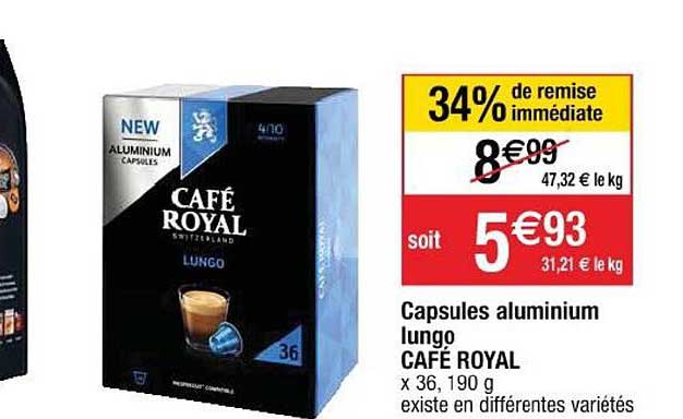 Capsules Aluminium Lungo Café Royal
