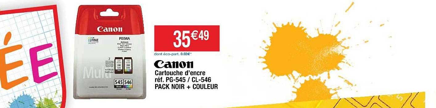 cartouche d'encre réf. pg 545 cl 546 pack noir + couleur canon