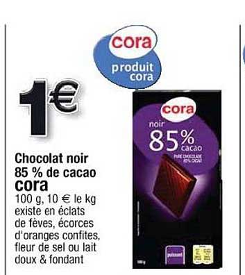 Chocolat Noir 85% De Cacao Cora