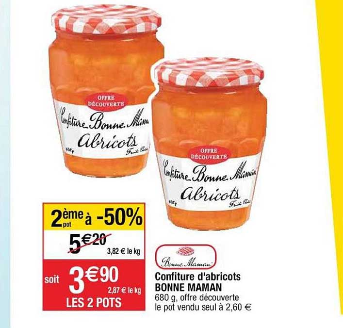 confiture d abricots bonne maman  le 2e à -50%
