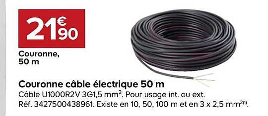 couronne câble électrique 50 mètres