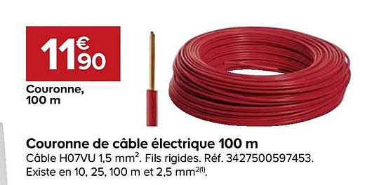 couronne de câble électrique 100 mètres
