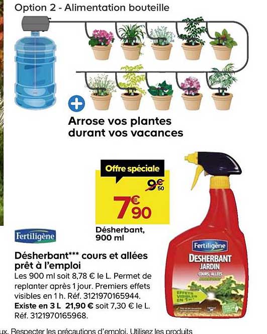 désherbant cours et allées prêt à l'emploi fertiligène