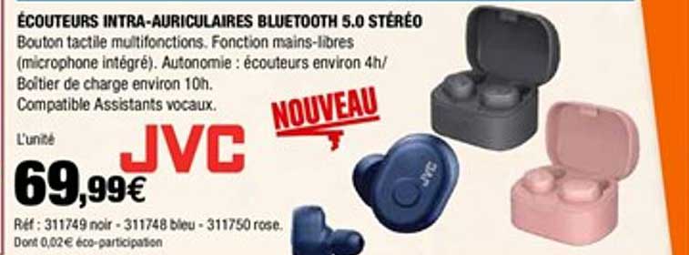 écouteurs intra auriculaires bluetooth 5.0 stéréo jvc