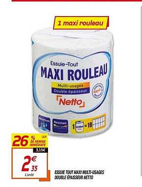 Essuie Tout Maxi Multi Usages Double épaisseur Netto 26% De Remise Immédiate