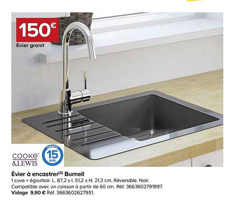 évier à encastrer burnell cooke&lewis