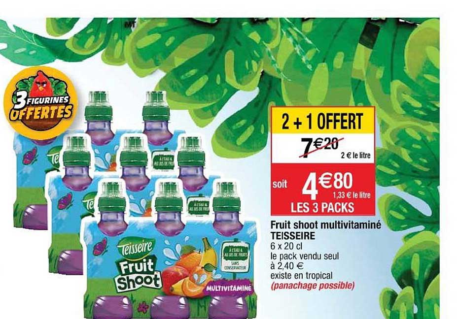 Fruit Shoot Multivitaminé Teisseire 2+1 Offert