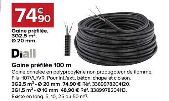 gaine préfilée 100 mètres diall