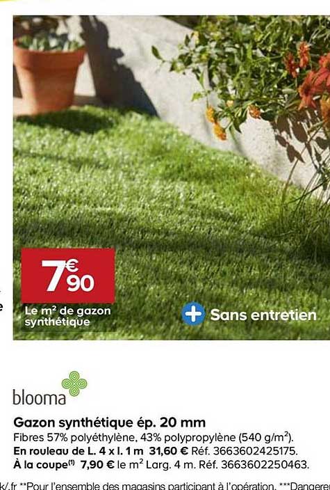 gazon synthétique ép. 20 mm blooma