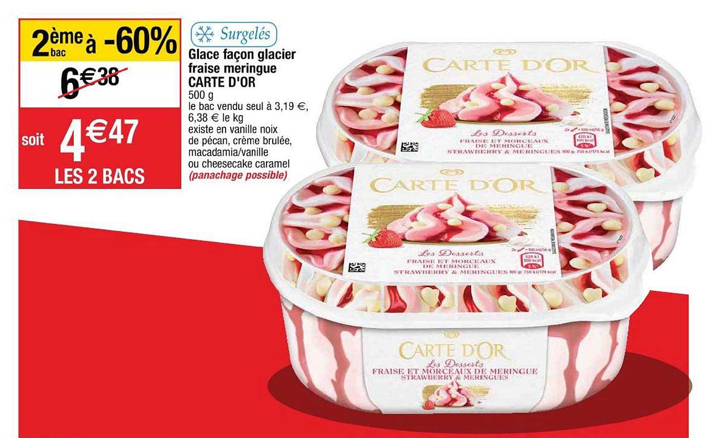 glace façon glacier fraise meringue carte d or  le 2e à -60%