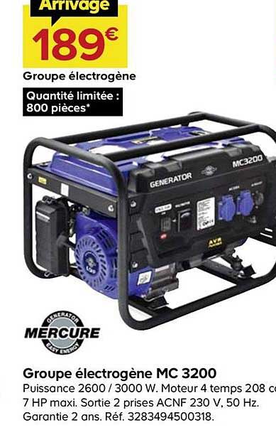 groupe électrogène mc 3200 mercure