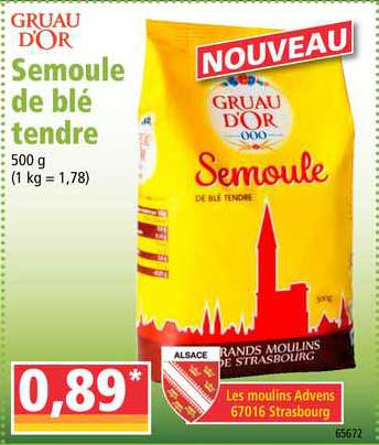 gruau d'or semoule de blé tendre