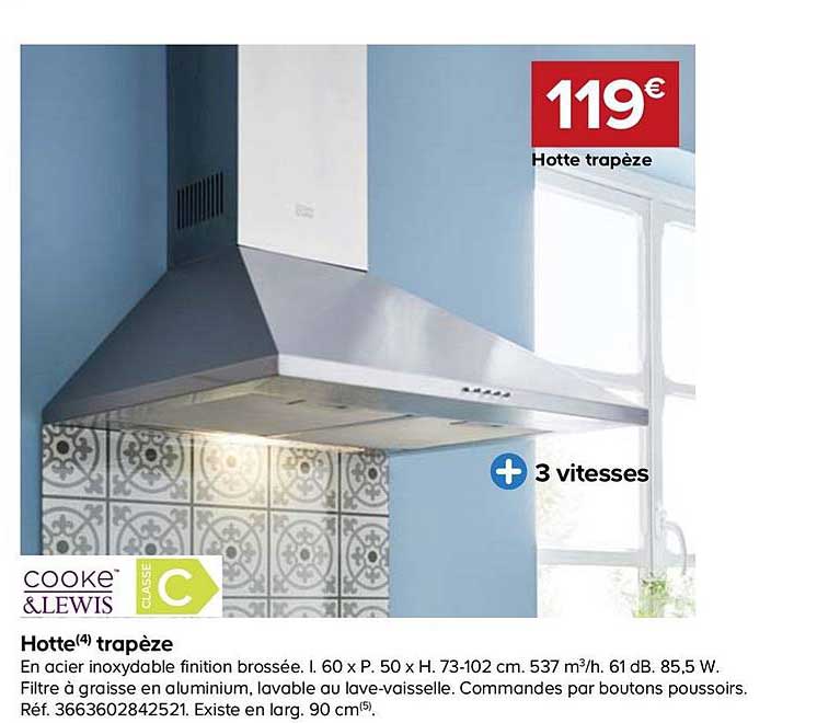 hotte trapèze cooke&lewis