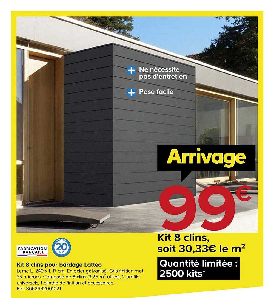 kit 8 clins pour bardage latteo