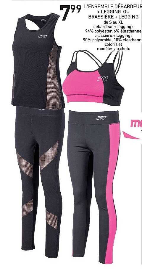 l'ensemble débardeur + legging ou brassière + legging