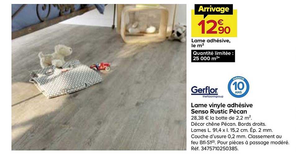 lame vinyle adhésive senso rustic pécan gerflor