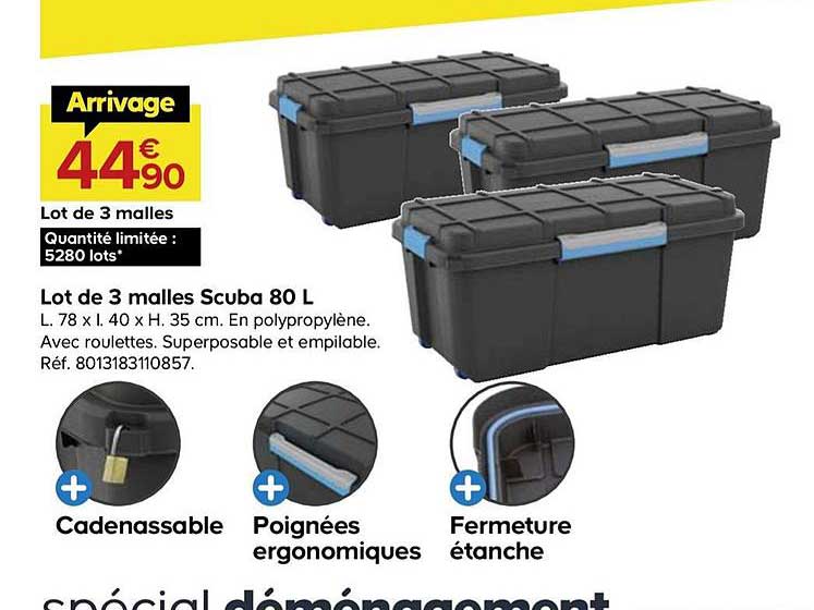 Lot De 3 Malles Scuba 80 L