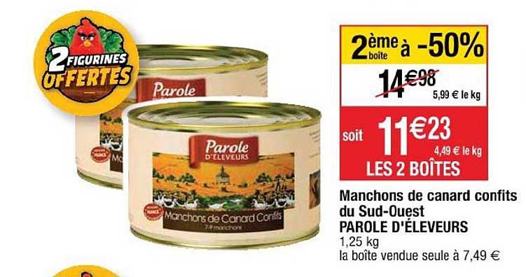 manchons de canard confits du sud ouest parole d'éleveurs 2ème boîte à -50%