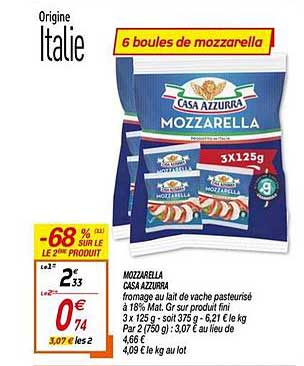 mozzarella casa azzurra -68% sur le 2e
