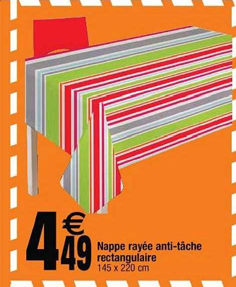 nappe rayée anti tâche rectangulaire