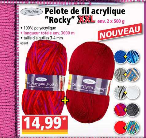pelote de fil acrylique rocky xxl ellenor