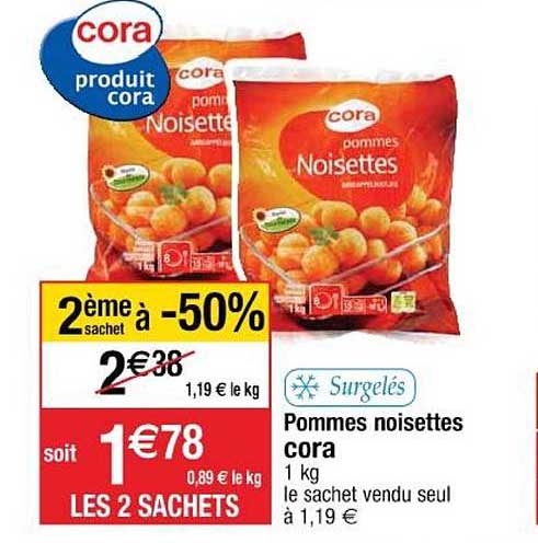 Pommes Noisettes Cora Le 2e à -50%