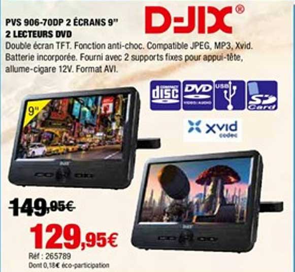 pvs 906 70dp 2 écrans 9'' 2 lecteurs dvd d jix