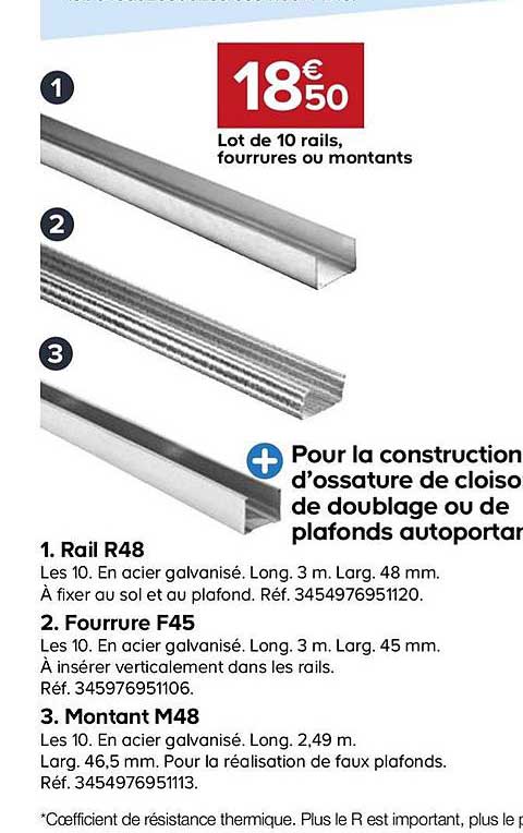 Rail R48 + Fourrure F45 + Montant M48