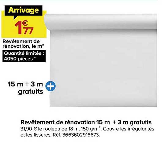 revêtement de rénovation 15 m + 3 m gratuits