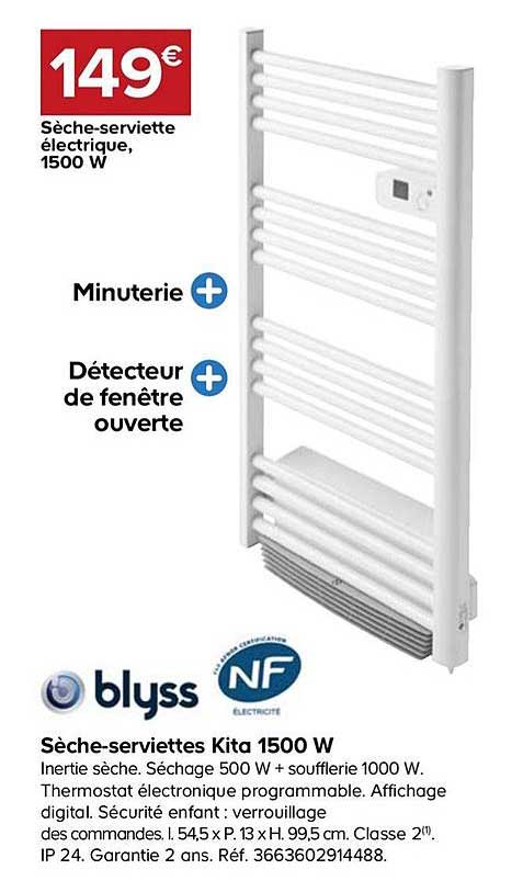 sèche serviettes kita 1500 w blyss