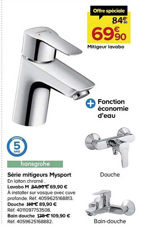 série mitigeurs mysport hansgrohe
