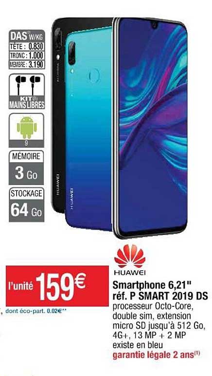 smartphone 6.21'' réf. p smart 2019 ds huawei