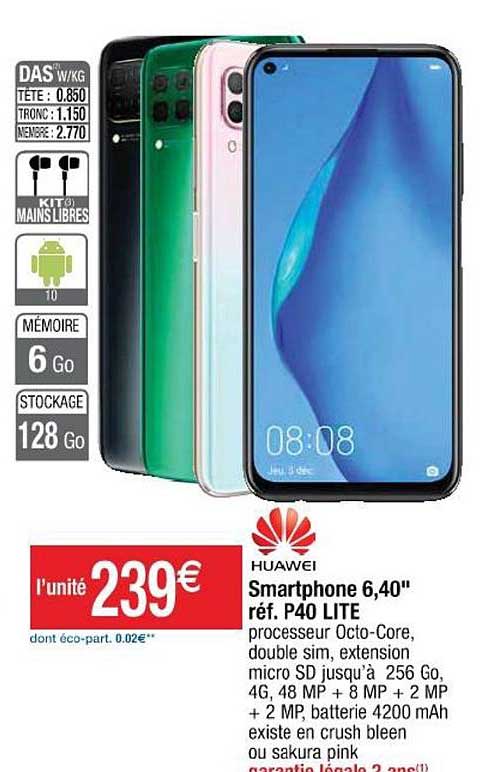 smartphone 6.40'' réf. p40 lite huawei