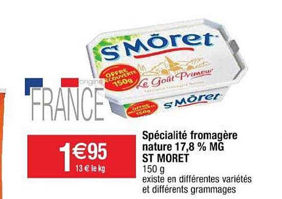 spécialité fromagère nature 17.8% mg st moret