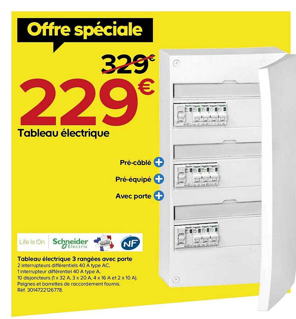tableau électrique 3 rangées avec porte schneider
