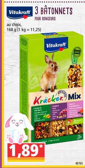 vitakraft 3 bâtonnets pour rongeurs